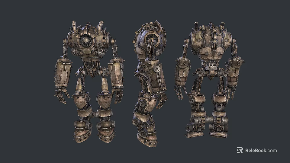 Game Movie Robot Character Design With Three Views And Mechanical Details 3d model 