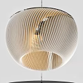 Modern Artistic Spherical Chandelier with Striped Textured Shade and Warm Glow Lighting