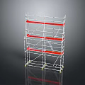 Sturdy Metal Scaffolding Frame with Red Horizontal Bars for Construction Work 3d model