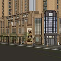 Modern High Rise Residential Building With Brown Exterior Ground Floor Entrance And Surrounding Structures