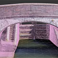 Stone Arch Bridge With Brick Masonry Over Canal Waterway Featuring Lock Gates And Side Steps 3d model