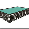 Stylish Coffee Table With Brown Woven Frame And Light Green Top 3d model