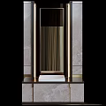 Elegant Modern Washbasin Vanity With Marble Countertop And Mirror Lighting 3d model