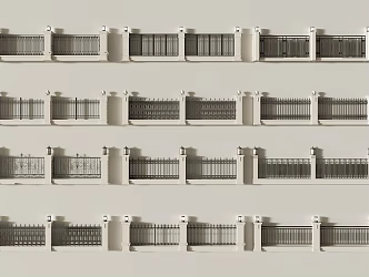 Community wrought iron fence 3d model