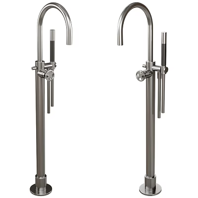 Modern Stainless Steel Tall Faucet With Double Handles And Sleek Design 3d model