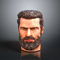 Realistic Man Head Model With Beard Short Hair And Grey Background