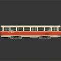 Vintage Red And White Tram With Pantograph On Roof And Number 575