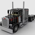Black Functional Heavy Duty Truck Featuring Exhaust Pipes Front Grille And Cab
