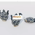 Traditional Ceramic Wares With Blue And White Floral Patterns Three Decorative Jugs