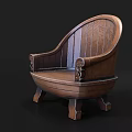 Wooden Outdoor Sofa With Curved Backrest Carved Armrests And Curved Legs