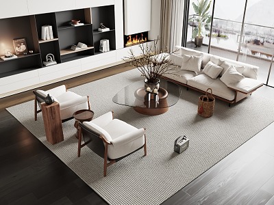 Modern sofa coffee table combination model