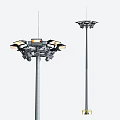 Outdoor High Mast Lights Featuring Multiple Lamp Heads For Public Area Lighting 3d model
