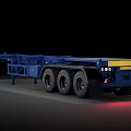 Blue Heavy Duty Flatbed Trailer With Multiple Wheels For Cargo Transport