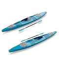 Two Blue Recreational Kayaks With Gray Accents And Paddles For Outdoor Use