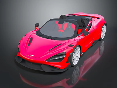 Red Modern Convertible Sports Car With Sleek Design And Alloy Wheels 3d model