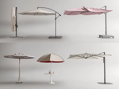 Outdoor Sunshade Umbrellas Various Styles With Modern Design And Different Colors 3d model
