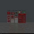 Comprehensive Fire Safety Equipment With Extinguishers Cabinets Explosion proof Shields Helmets And Exit Signs 3d model