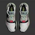Adidas White Sneakers With Black Pink Accents White Laces And Green Mesh Sole Modern Design