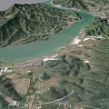 Beautiful Scenic Landscape With Green Mountains Winding River And Lush Vegetation