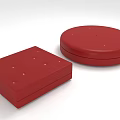 Red Square And Round Tufted Ottoman Stools With Soft Padded Surface
