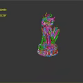 Horned Armored Warrior Statue With Crossed Arms Decorative Base And Spear Like Elements