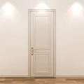 Light Colored Hinged Door with Golden Handle in Modern Minimalist Design