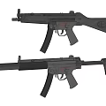 Two Black Submachine Guns With Barrel Stock And Trigger Components