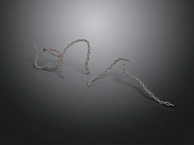 Silver Metal Chain Equipment With Curved Structure On Dark Background 3d model