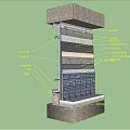 Architectural Component Structure Featuring Gray Base Metal Frame And Glass Panel 3d model