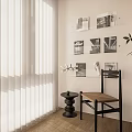 Leisure Chair In Bright Room With Wooden Seat Black Frame Blinds Magazines And Green Plant
