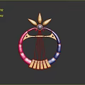 Colorful Stringed Musical Instrument With Pink Blue Gold Ring Design Leaf Ornament And Blue Gemstone