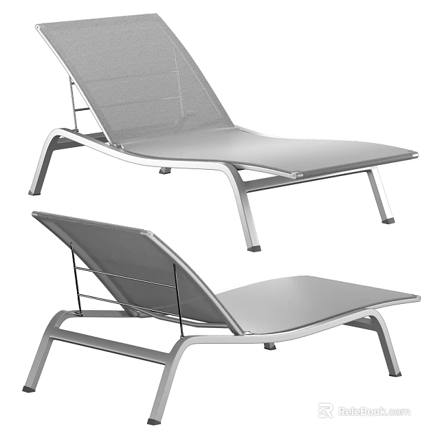 Modern Outdoor Lounge Chair With Aluminum Frame Ergonomic Design And Mesh Seat 3d model 