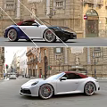 Blue And White Porsche Sports Cars With Stylish Exterior And Alloy Wheels