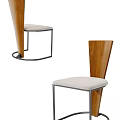 Modern Minimalist Leisure Chair With Wooden Backrest Metal Frame And White Cushion