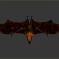Fantasy Bat Creature With Purple Red Wings And Orange Mythical Body Design