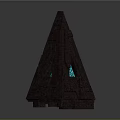 Cartoon Scene With Brown Pyramid Structure Geometric Lines Blue Triangle And Small Blue Square