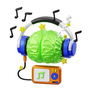Modern headphones cartoon decorations 3d model
