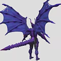 Game Movie Demonic Character With Purple Body Large Wings Horns And Muscular Build