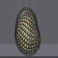 Modern Hanging Decoration With Geometric Metal Frame Hollow Design And Lighting Effect