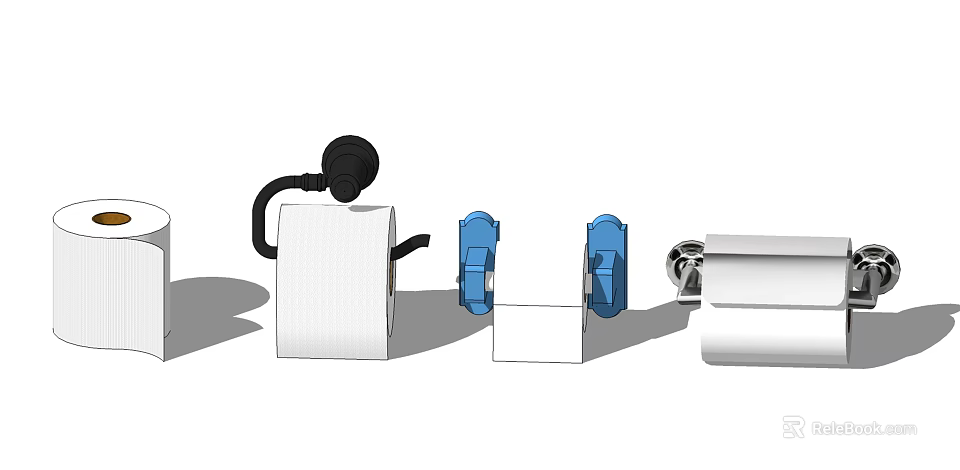 Essential Household Items For Home Use Including Toilet Paper Holder And Blue Hooks 3d model 