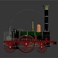 Vintage Steam Train Model with Green Body Red Wheels Black Chimney and Golden Top