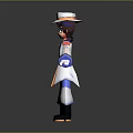 The Man In White And Blue Uniform With Hat Standing Open Arms 3D Cartoon Character