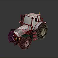 Modern White Gray Agricultural Tractor With Large Tires And Red Light Design