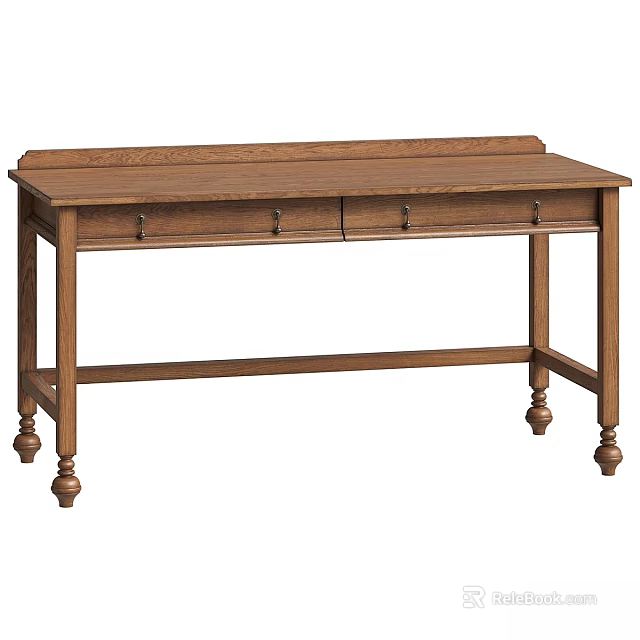 Classic Wooden Dining Table With Drawers And Decorative Carved Legs Design 3d model 