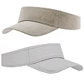 Light Gray Visor Hat With Textured Fabric Curved Brim And Stitching Details