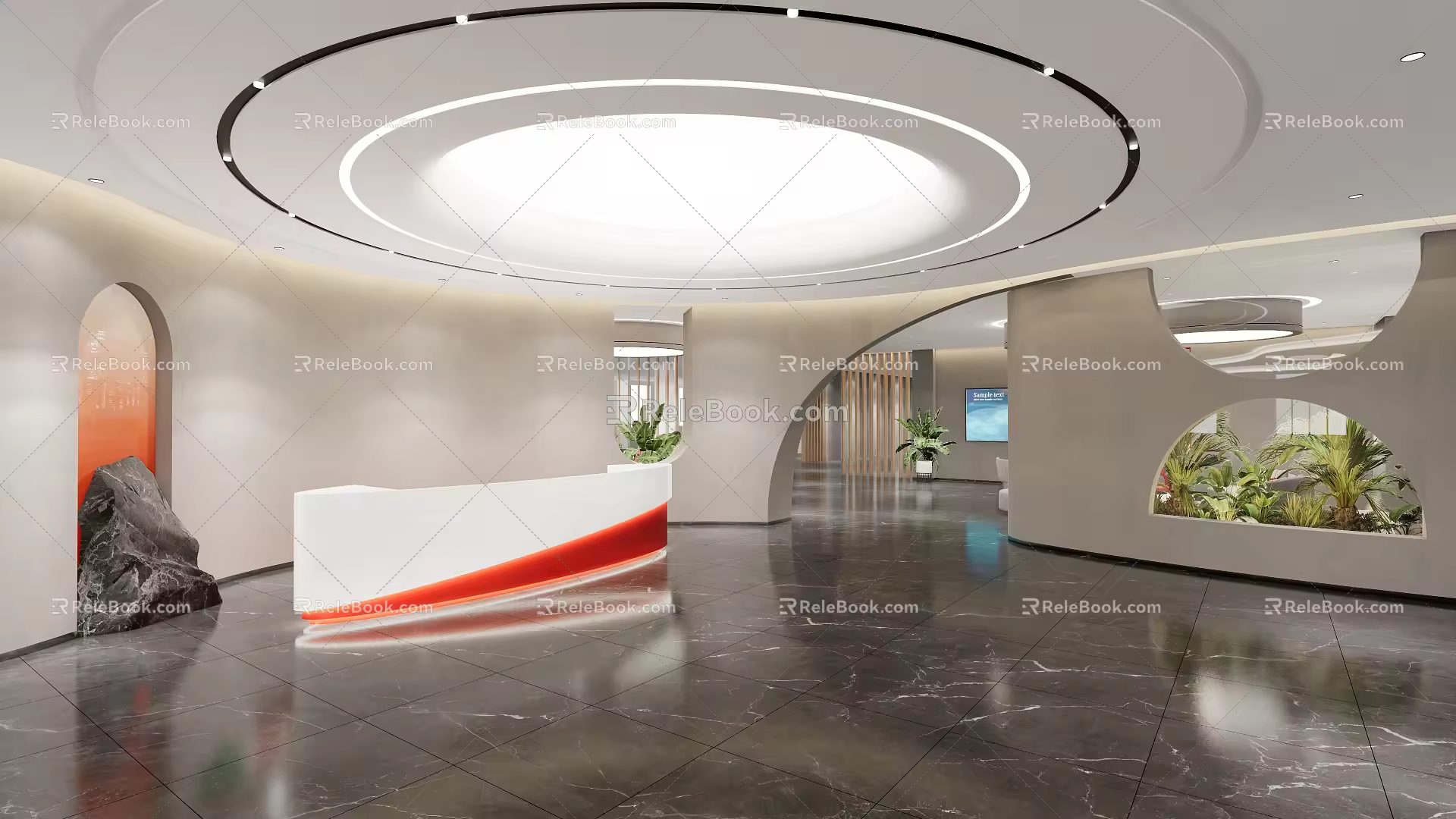 Modern Reception Office Reception Hall 3d model