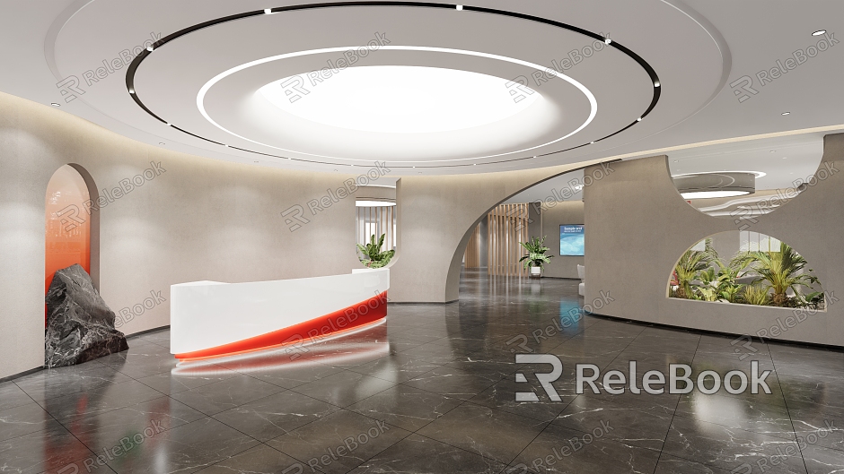 Modern Reception Office Reception Hall model