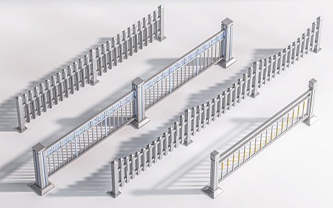 Municipal guardrail road guardrail municipal railing municipal fence 3d model