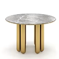 Light Luxury Dining Table Round Dining Table 3d model