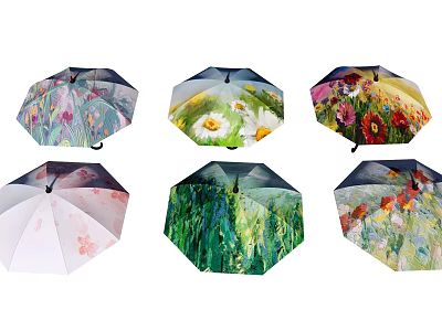 Various Colorful Sunshade Designs With Floral Patterns For Outdoor Use 3d model